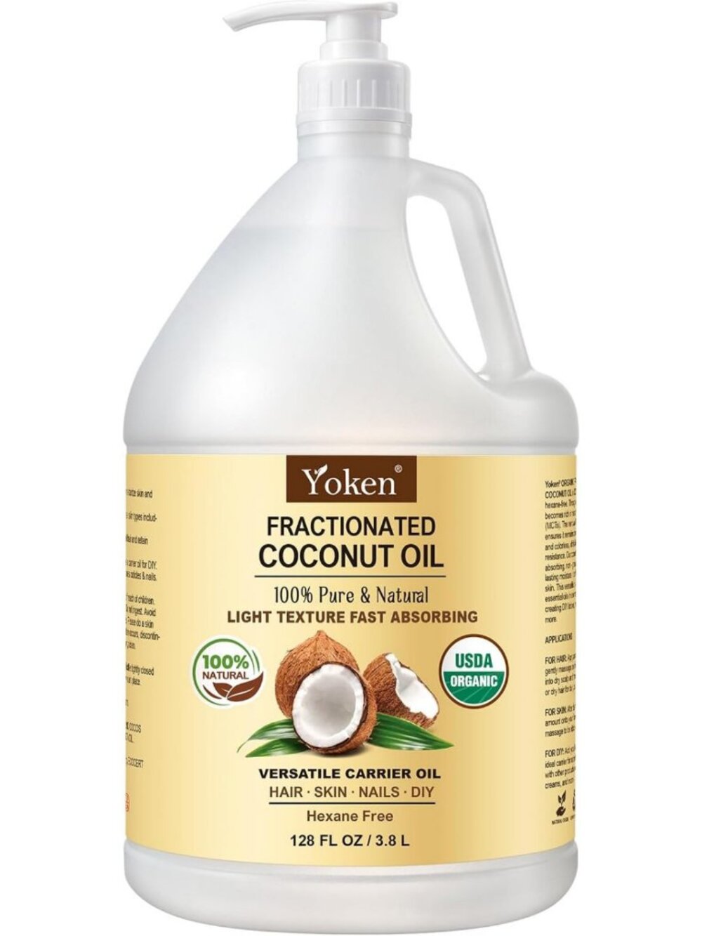 Organic Fractionated Coconut Oil 128oz - Bulk Carrier Oil for DIY Projects